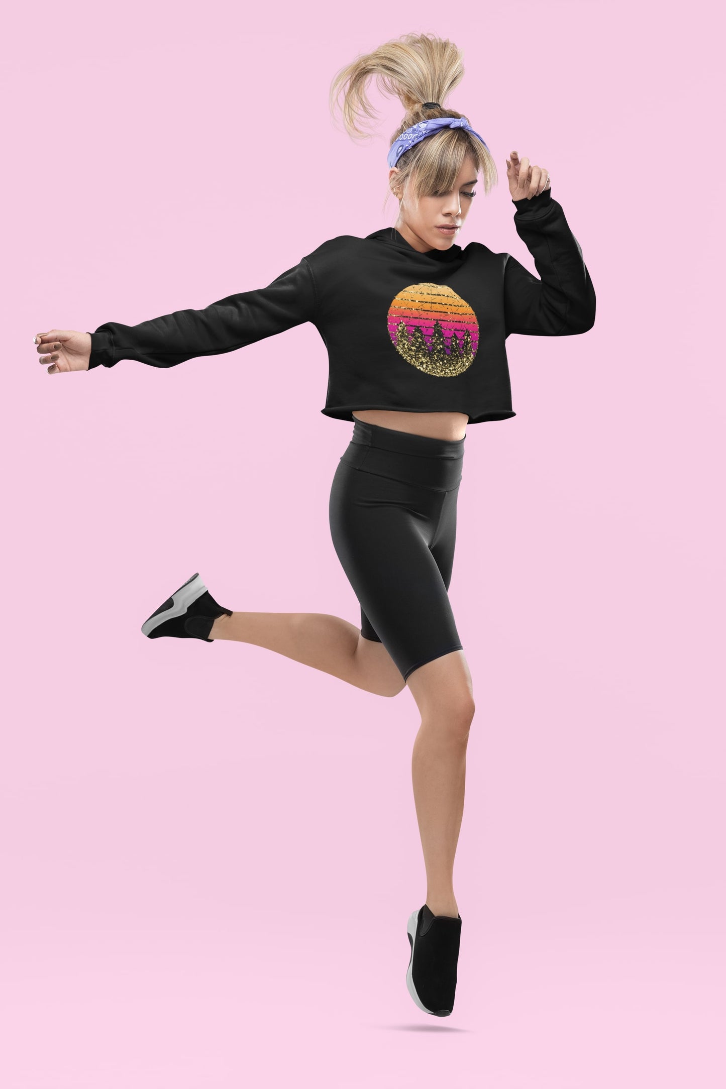 Glitter Sunset Women's Crop Hoodie