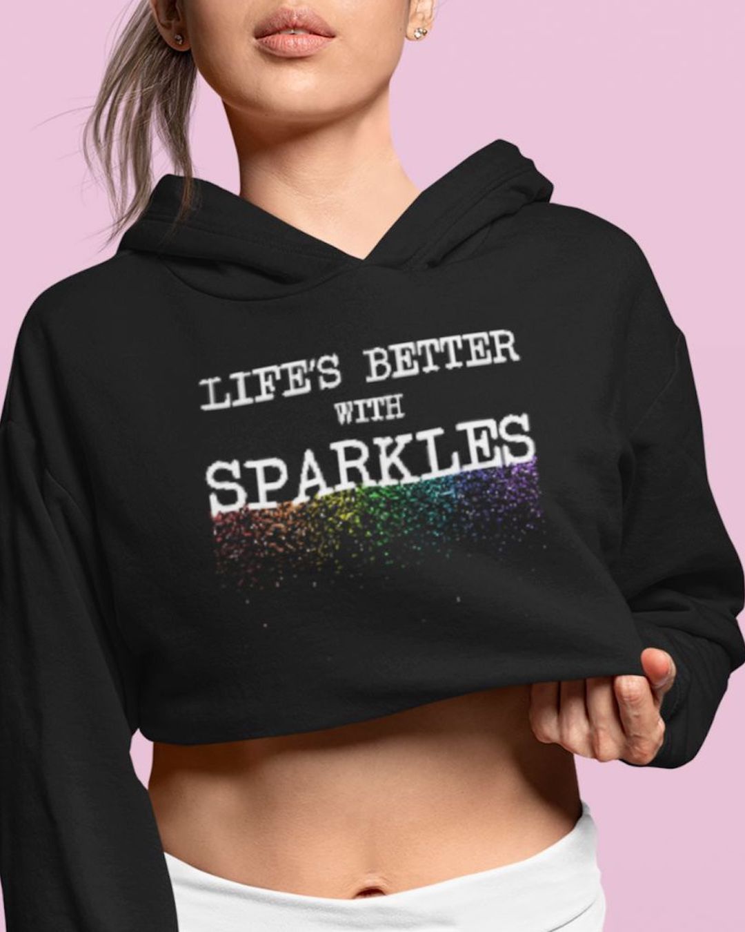Life's Better With Sparkles Crop Hoodie